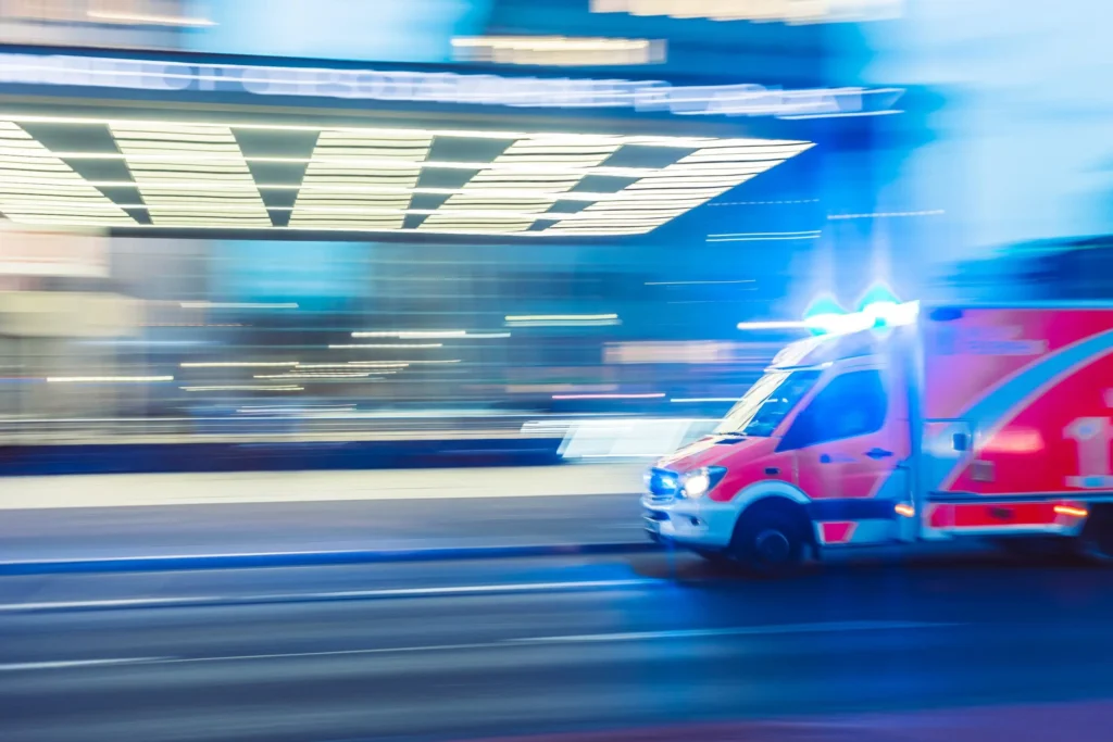 Ambulance speeding trough city